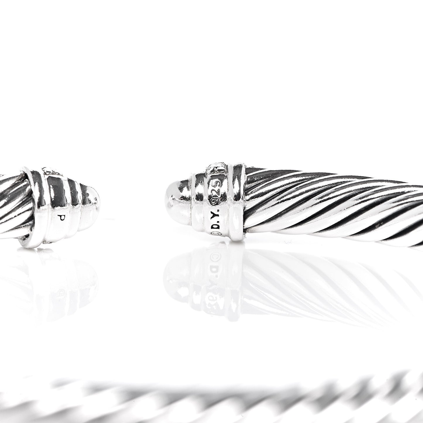 Sterling Silver Diamond 5mm Cable Classics Dome Bracelet