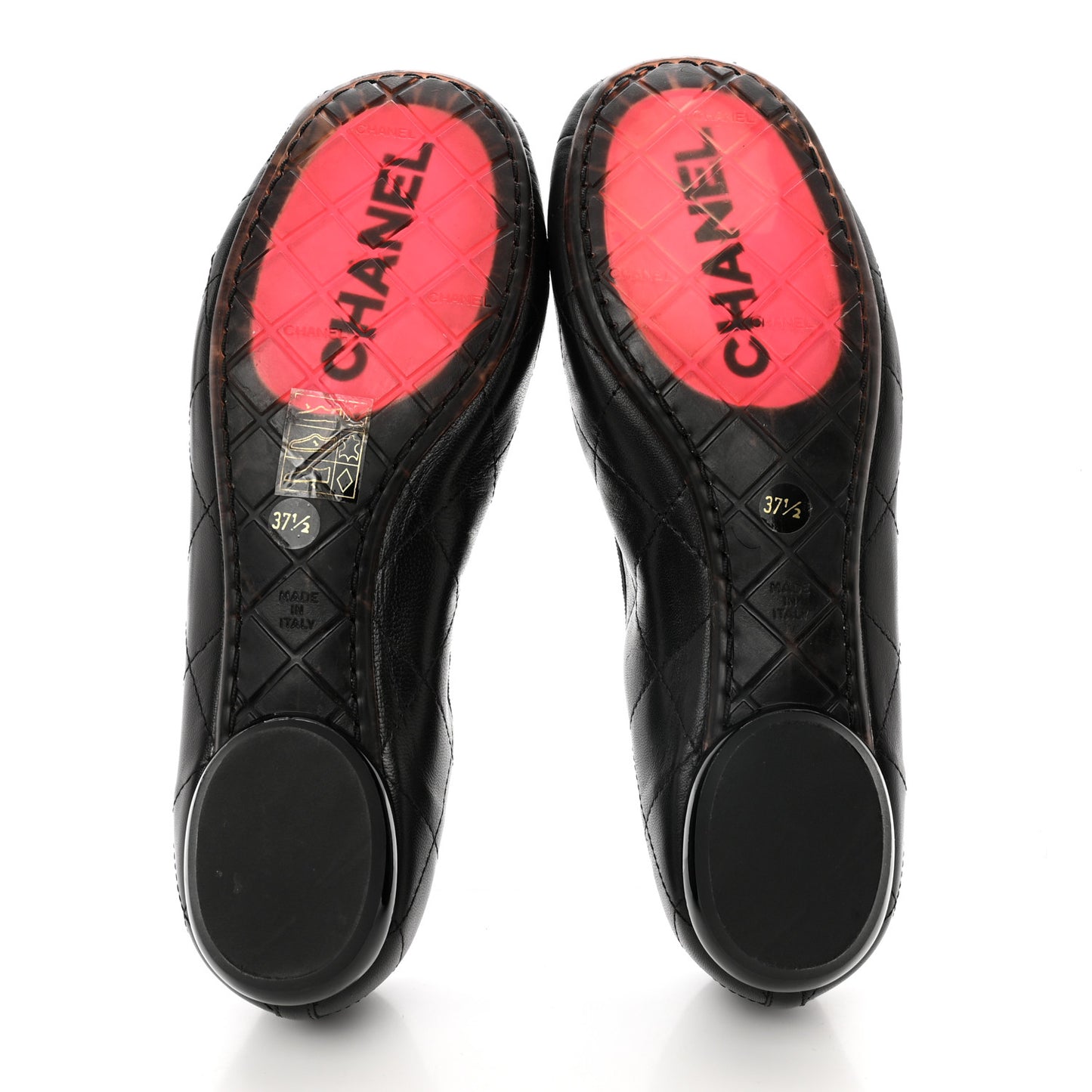 Lambskin Quilted Cambon Ballerina Flats 37.5 Black