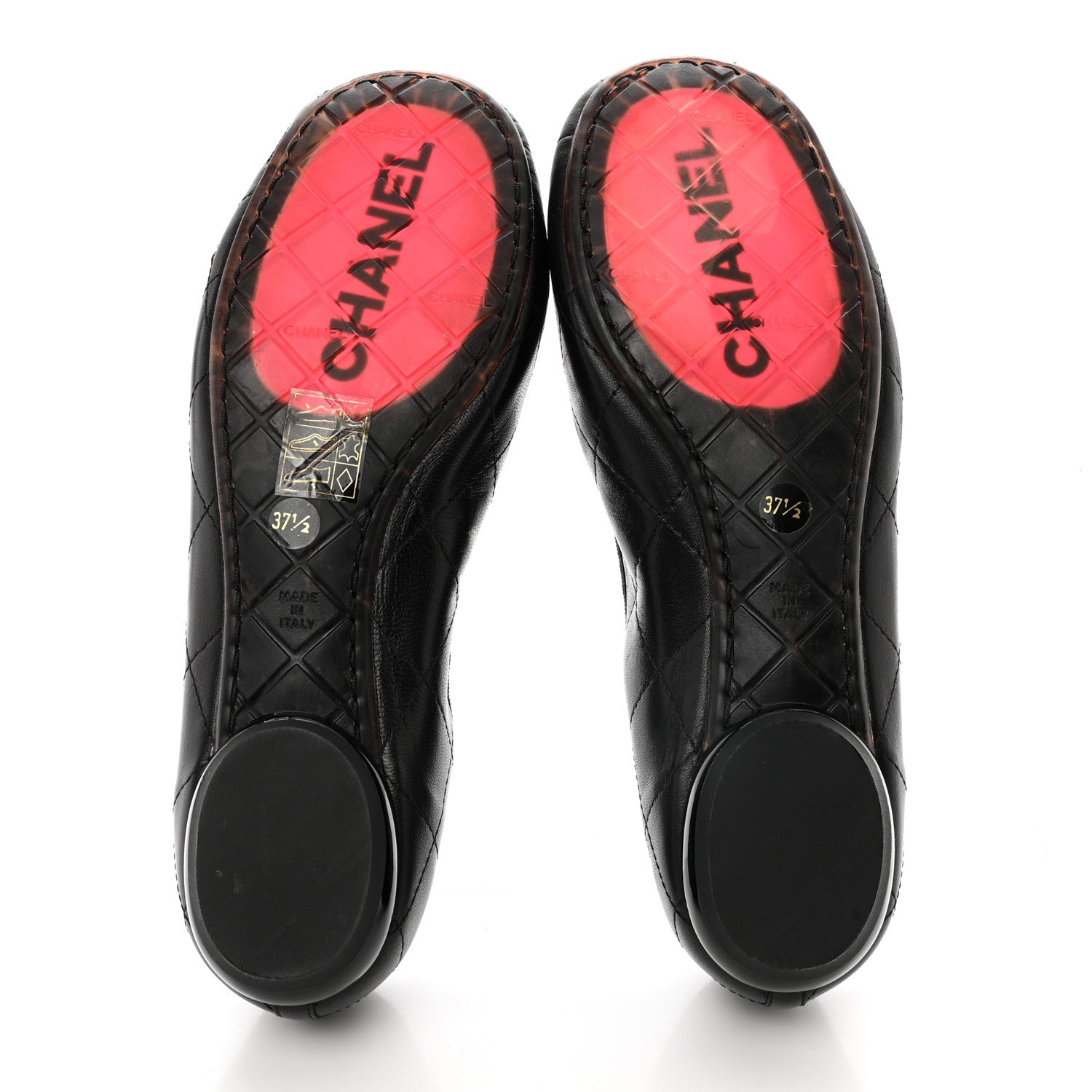Chanel Lambskin Quilted Cambon Ballerina Flats 37.5 Black 5 of 7