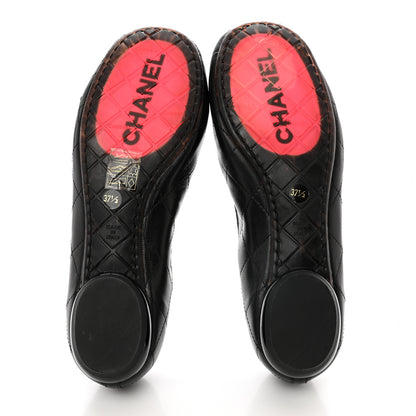 Chanel Lambskin Quilted Cambon Ballerina Flats 37.5 Black 5 of 7