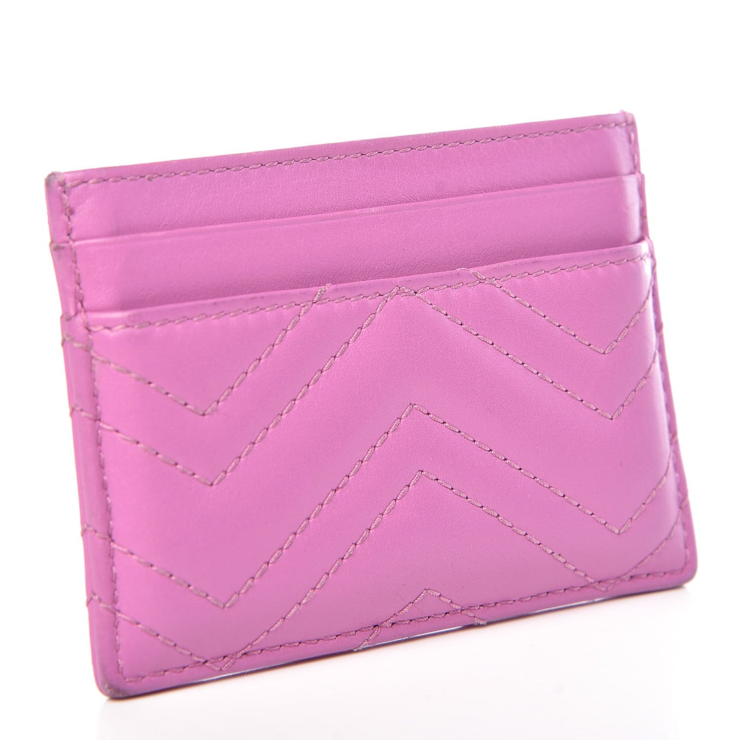 Calfskin Matelasse GG Marmont Card Holder Candy Mousse