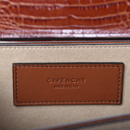 Givenchy Calfskin Crocodile Embossed Suede Small GV3 Shoulder Bag Cognac 8 of 9