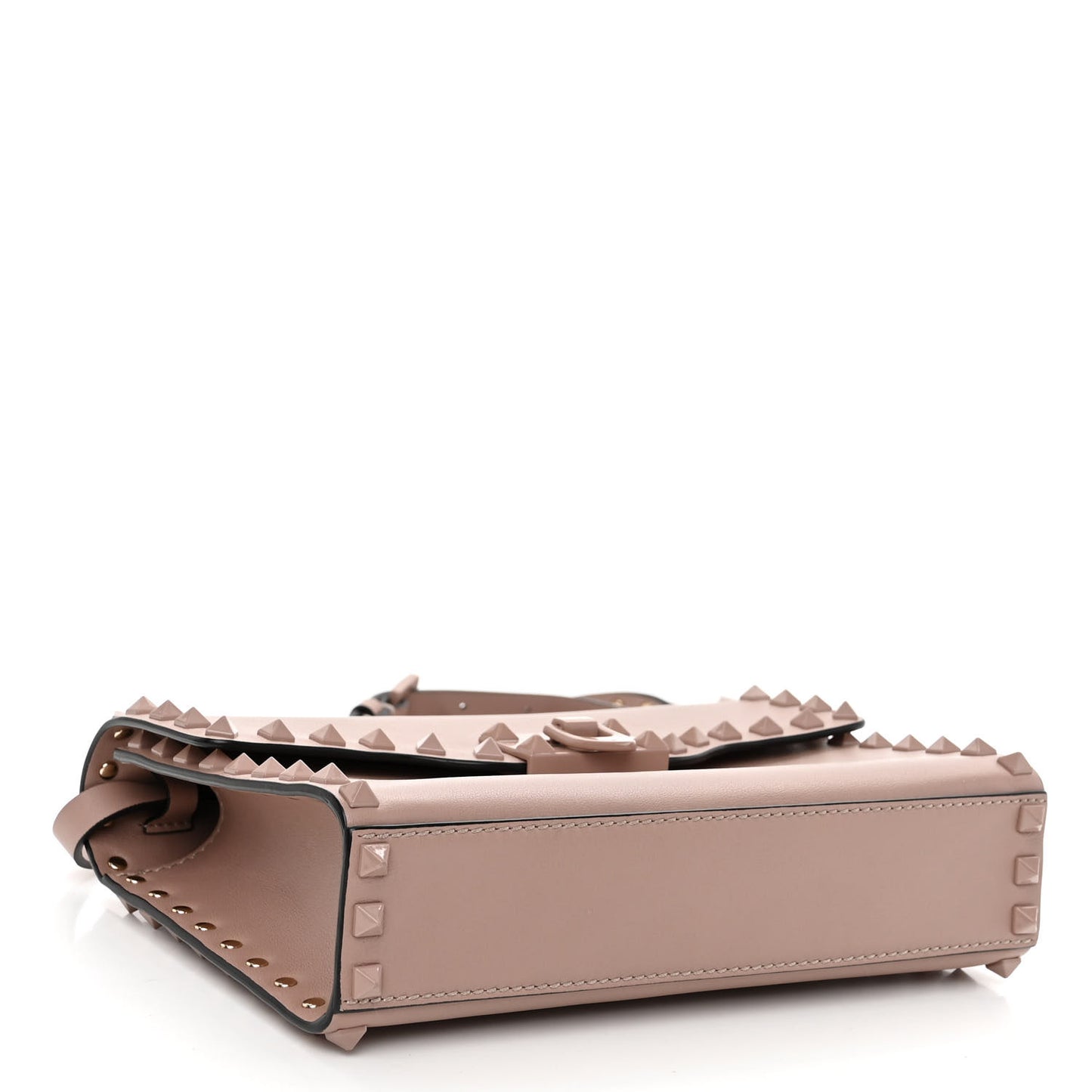 Vitello Monochrome Medium Rockstud Flip Lock Crossbody Bag Poudre