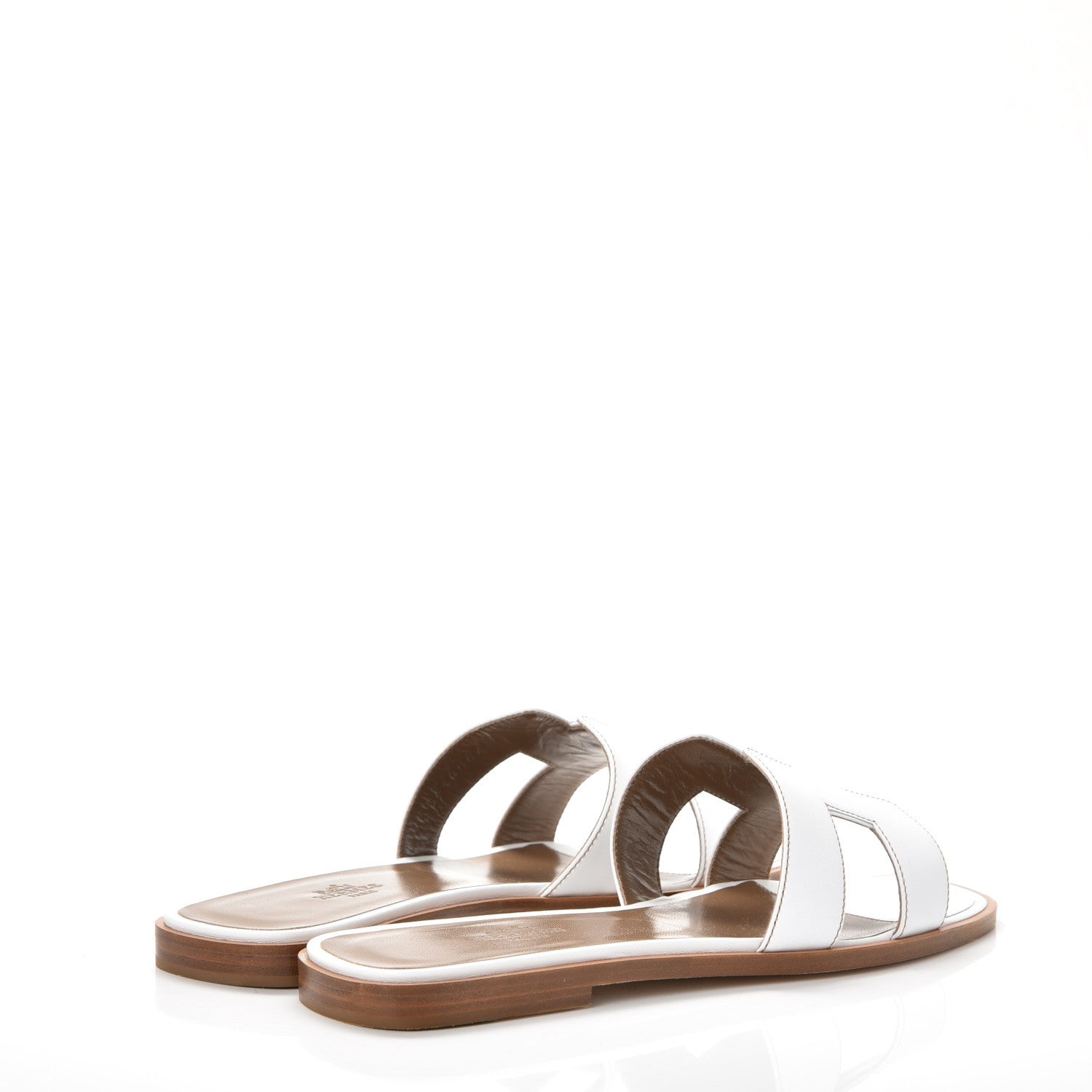 Hermes Box Calfskin Oran Sandals 38 White 4 of 9