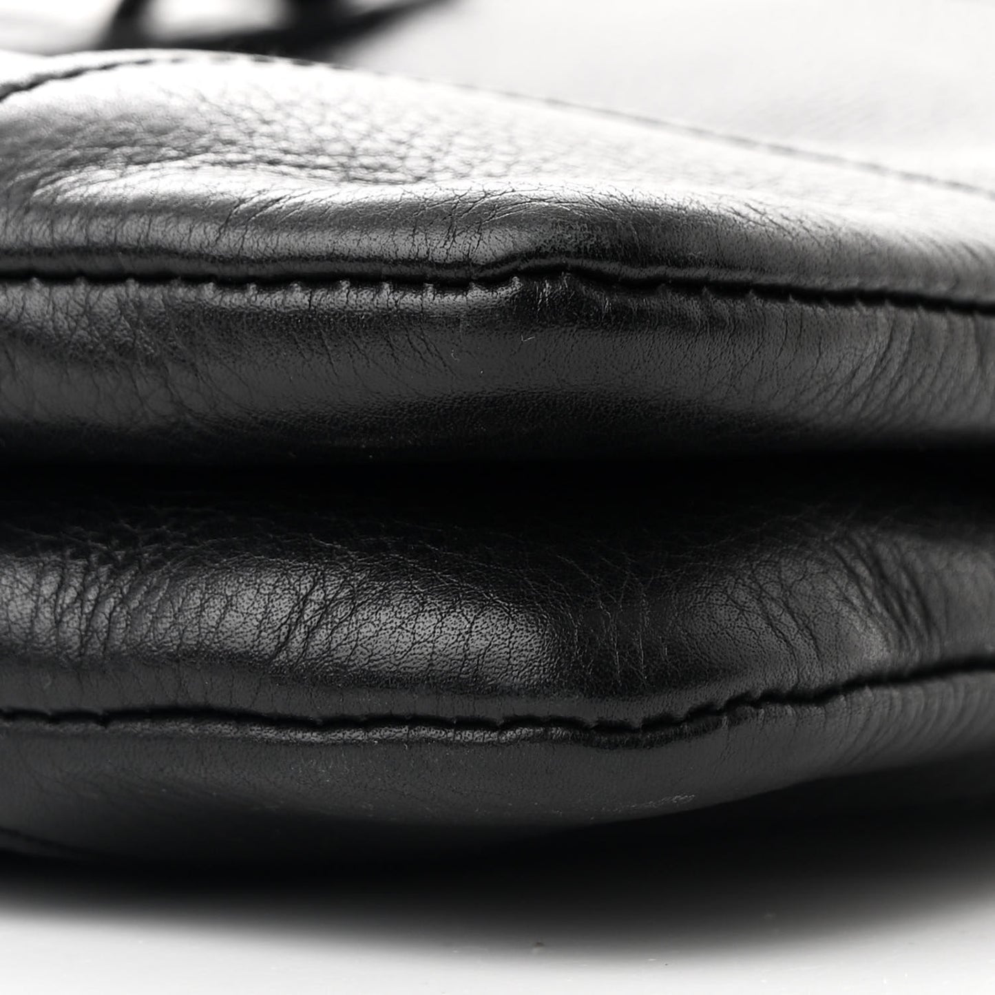 Pebbled Calfskin Drawstring Shoulder Bag Black