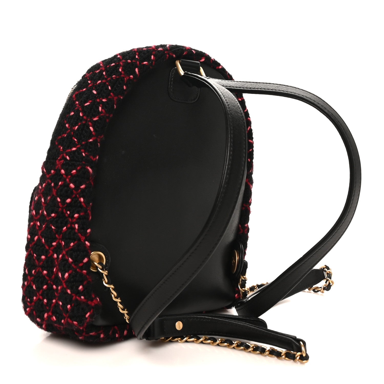 Chanel Tweed Front Pocket Backpack Black Pink 3 of 10