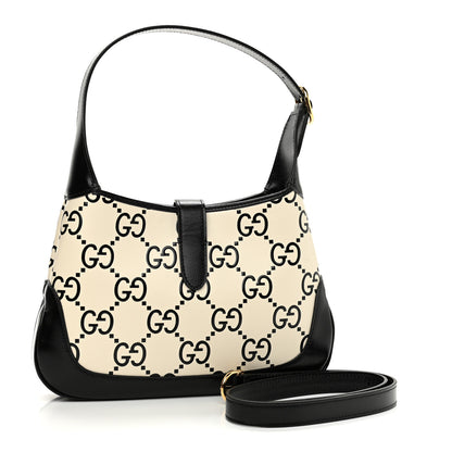 Gucci Azalea Calfskin GG Monogram Bi-Color Debossed Small Jackie 1961 Hobo Mystic White Black 2 of 10