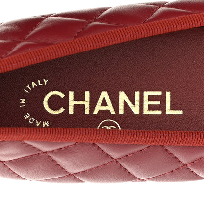 Chanel Lambskin Quilted CC Cap Toe Ballerina Flats 40 Burgundy 7 of 10