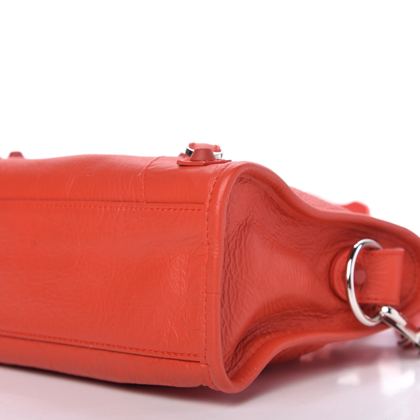 Matte Goatskin Rubber Covered Classic Hardware Mini City Rouge Coquelicot Rouge Braise