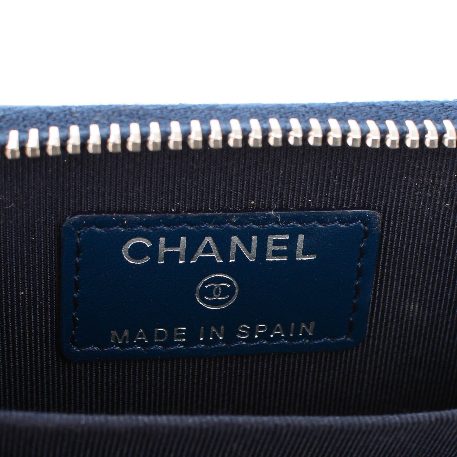 Chanel Patent Calfskin Quilted Zip Coin Purse Navy Blue 6 of 7