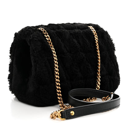 Versace Faux Fur Quilted Virtus Shoulder Bag Black 3 of 8