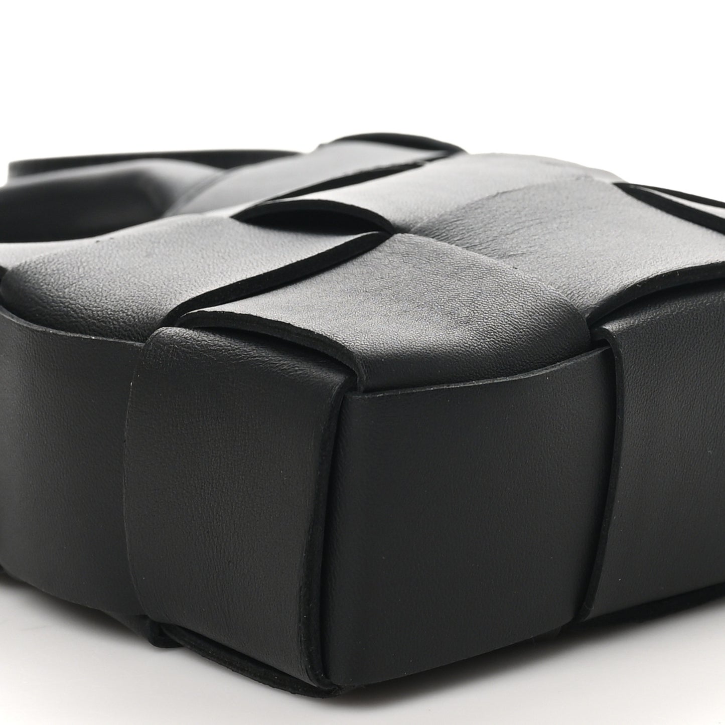 Lambskin Maxi Intrecciato Mini North South Cassette Tote Black