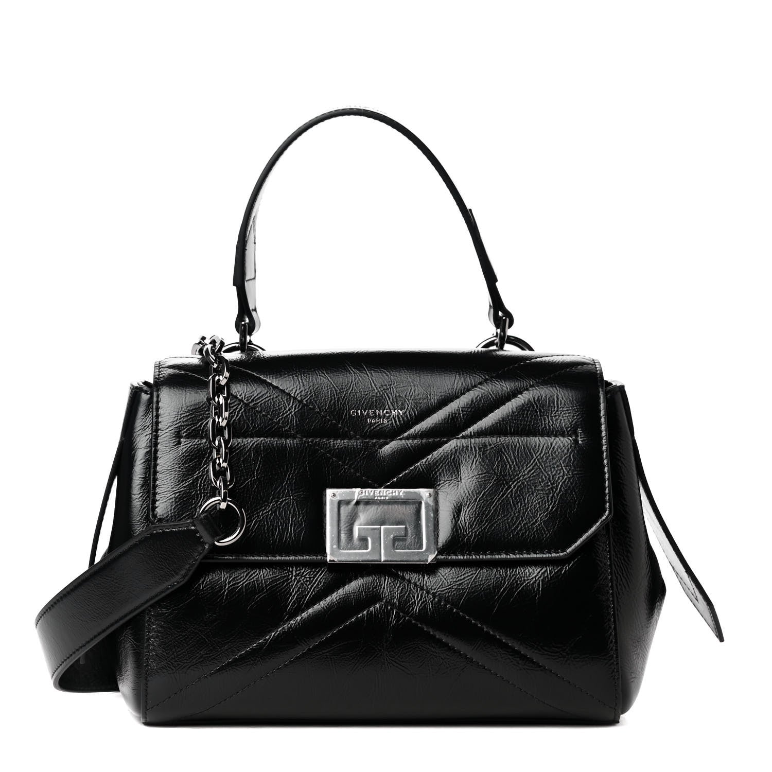 Givenchy Creased Patent Calfskin Small ID Flap Black 1 of 4