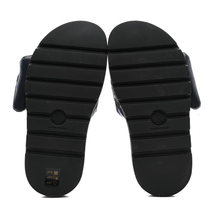 Louis Vuitton LOUIS VUITTON Nylon Monogram Womens Pool Pillow Comfort Mules 38 Navy Blue 5 of 8