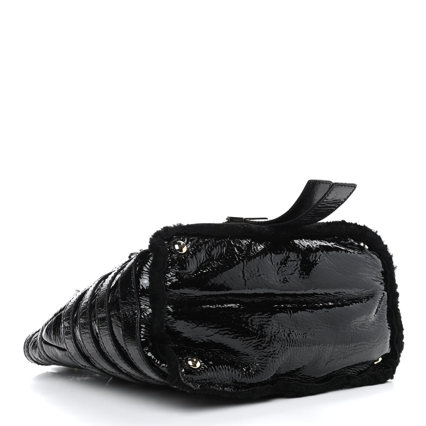 Patent Shearling Bree Tote Black