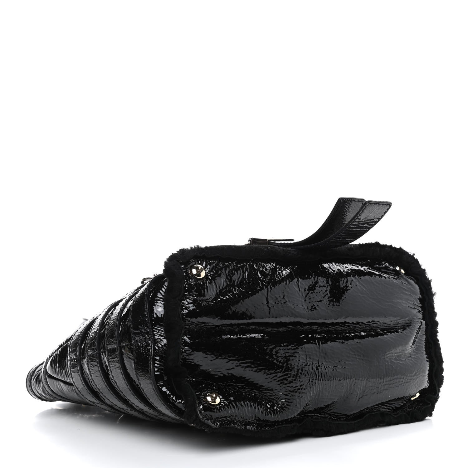 Jimmy Choo Patent Shearling Bree Tote Black 3 of 8