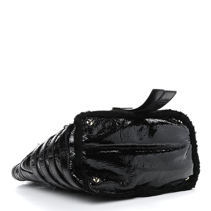 Jimmy Choo Patent Shearling Bree Tote Black 3 of 8