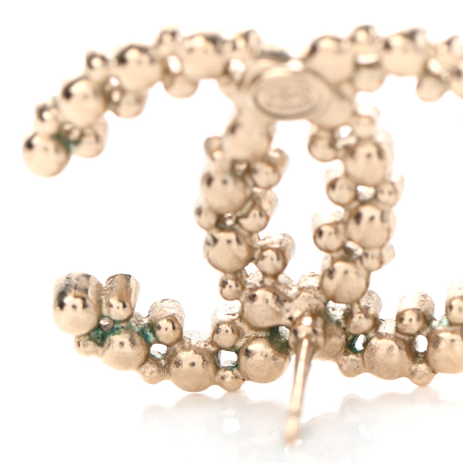 Chanel Pearl Crystal CC Earrings Light Gold 6 of 6