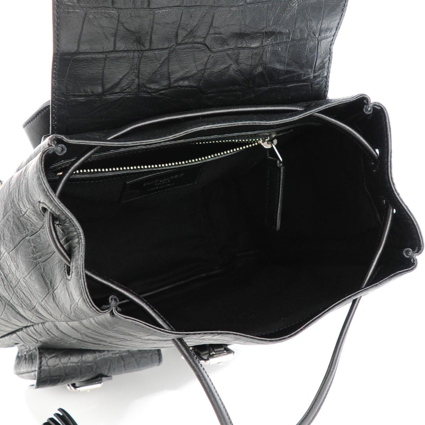 Crocodile Embossed Lambskin Festival Backpack Black