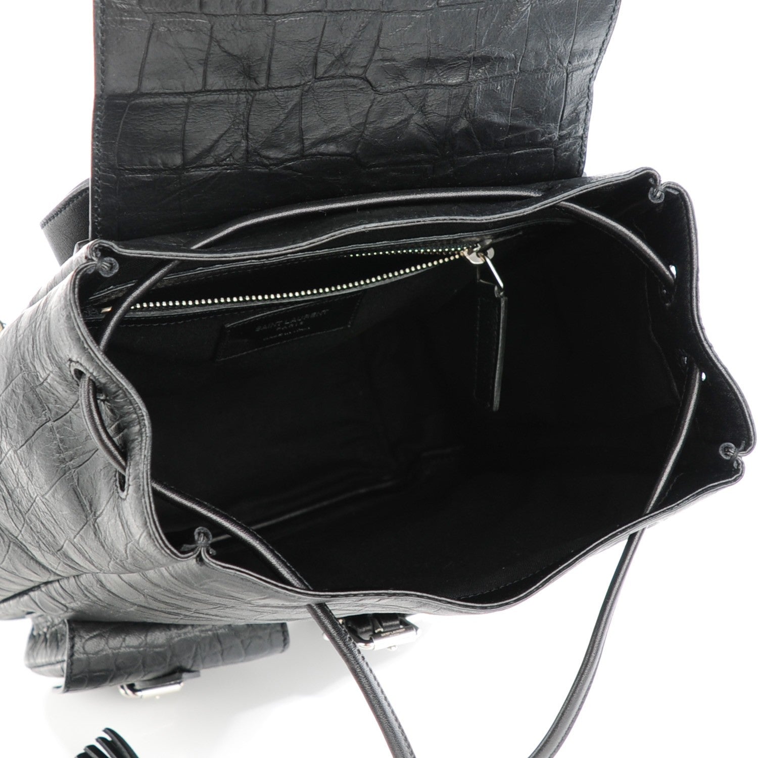 Saint Laurent Crocodile Embossed Lambskin Festival Backpack Black 5 of 7