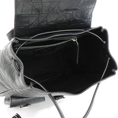 Saint Laurent Crocodile Embossed Lambskin Festival Backpack Black 5 of 7