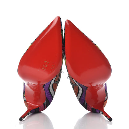Christian Louboutin Suede Stripyglitter So Kate Booty 100 Ankle Boots 39.5 Multi 5 of 8