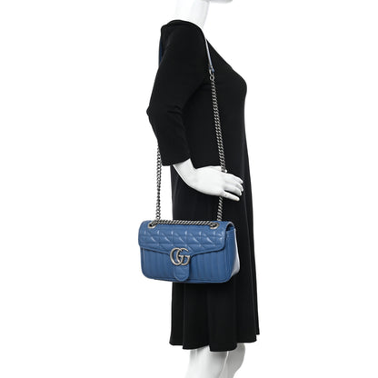 Gucci Calfskin Matelasse Aria Small GG Marmont Shoulder Bag Clear Blue 2 of 10