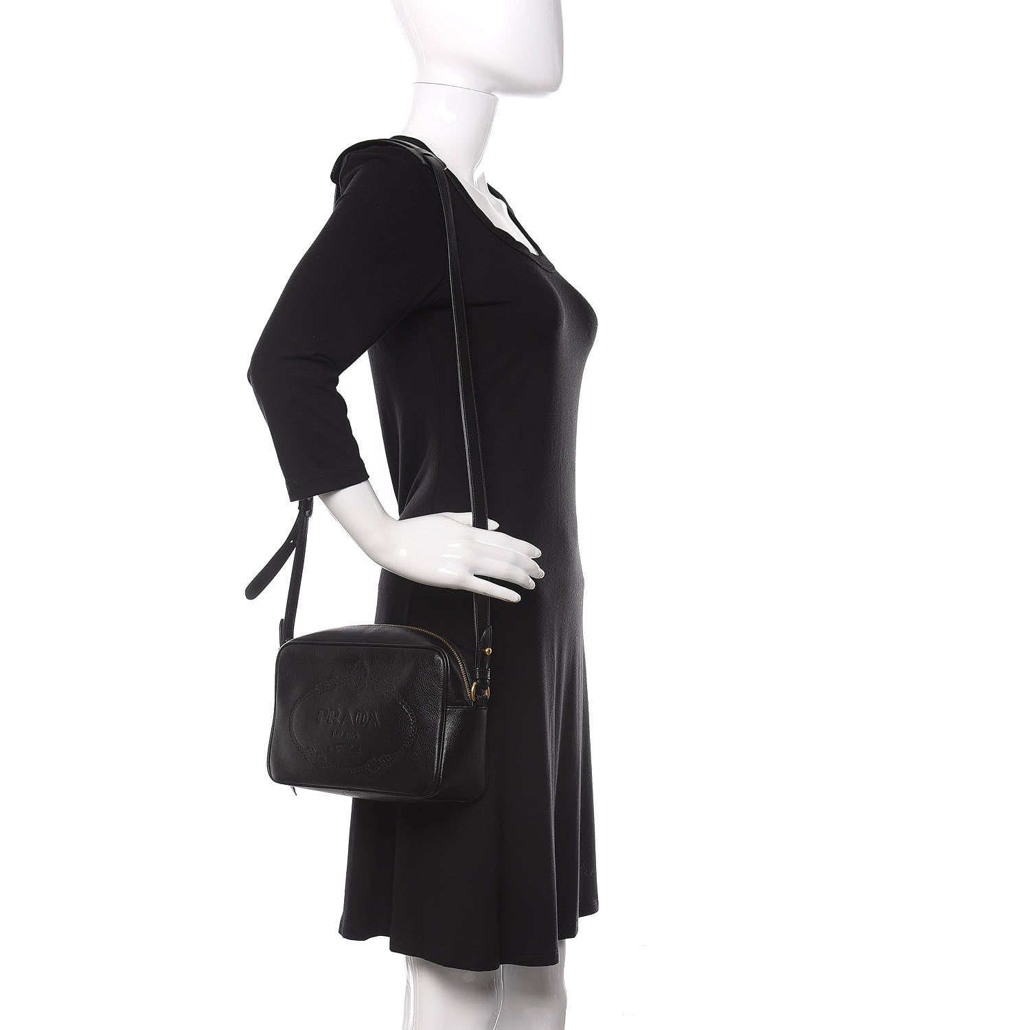 Prada Glace Calf Logo Crossbody Black 2 of 9