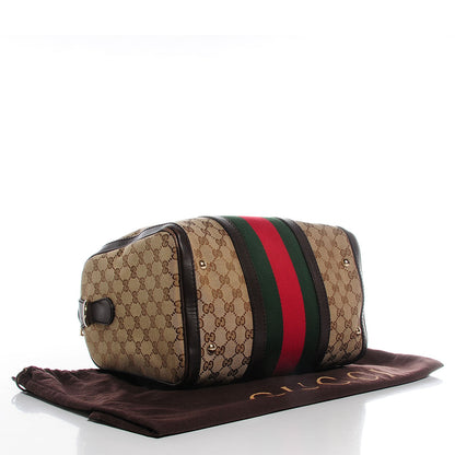 Gucci Monogram Vintage Web Medium Boston Dark Brown 4 of 9