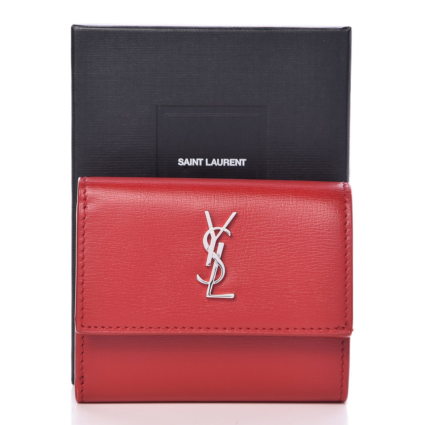 Calfskin Monogram Compact Wallet Red