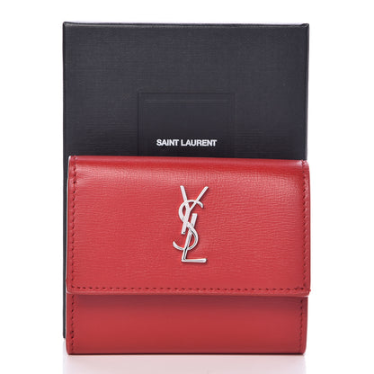 Saint Laurent Calfskin Monogram Compact Wallet Red 9 of 9