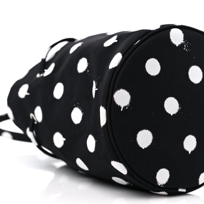 Balenciaga Recycled Sport Nylon Polka Dot Logo Embroidered Wheel Drawstring Bucket Bag Black White 8 of 9