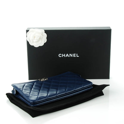 Chanel Lambskin Quilted Small Zipped Boy Clutch Navy 4 of 8