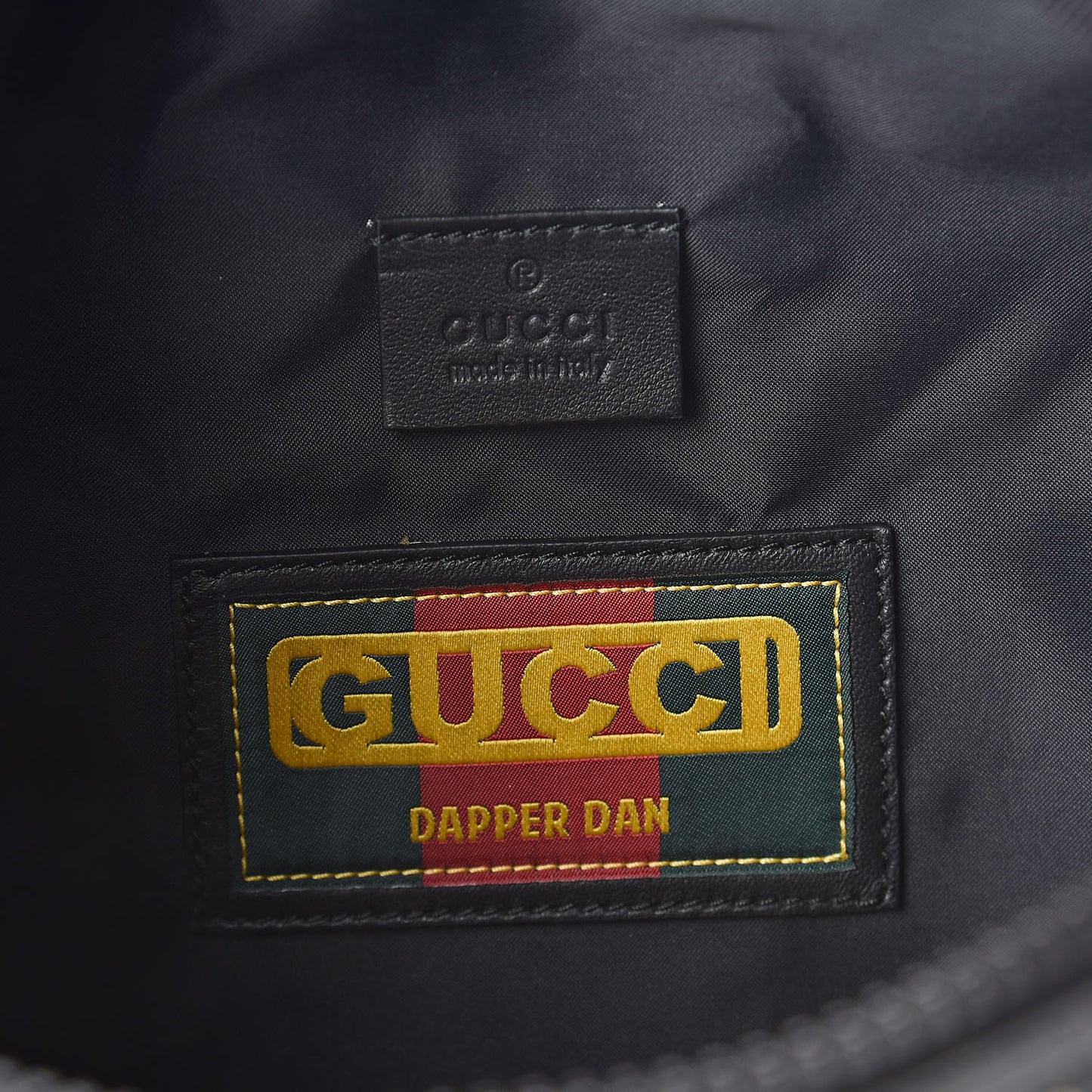 X DAPPER DAN Calfskin Laminated Ayers GG Micro Monogram Mens Belt Bag Black