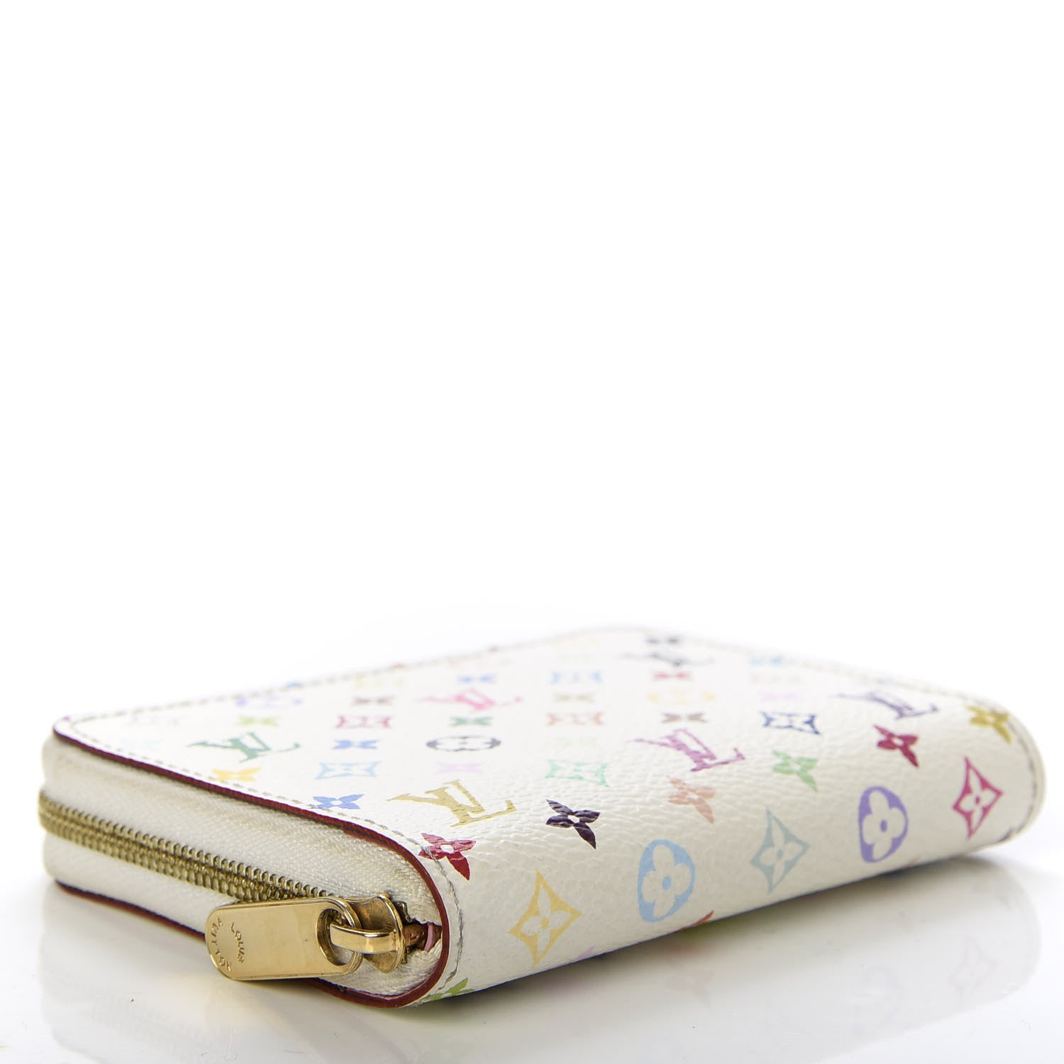 Louis Vuitton Monogram Multicolor Zippy Coin Purse Wallet White Litchi 4 of 7