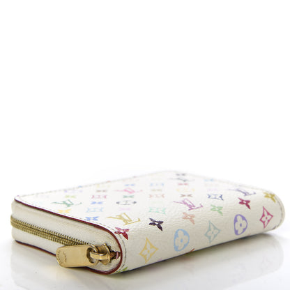 Louis Vuitton Monogram Multicolor Zippy Coin Purse Wallet White Litchi 4 of 7