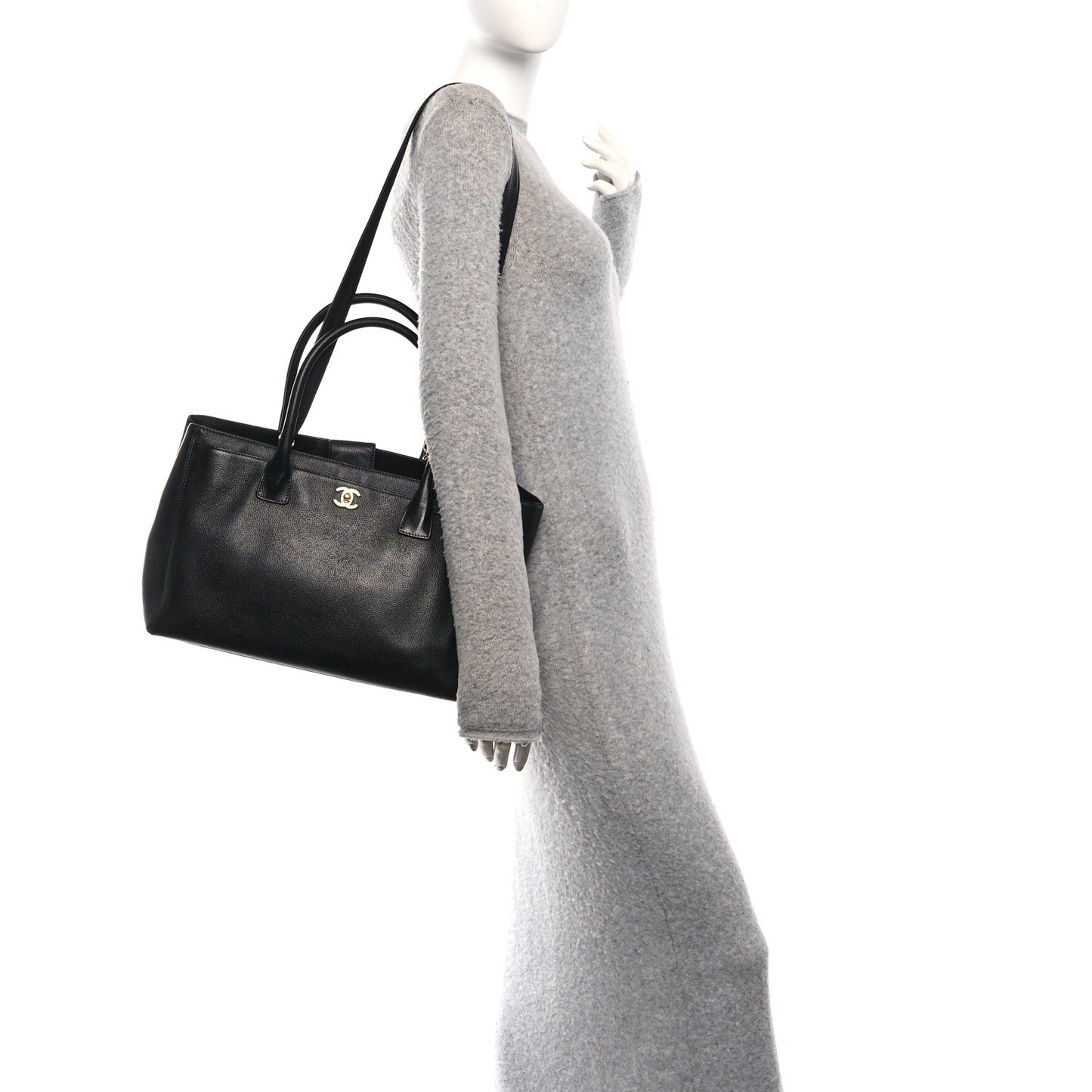 Calfskin Cerf Executive Shopper Tote Black