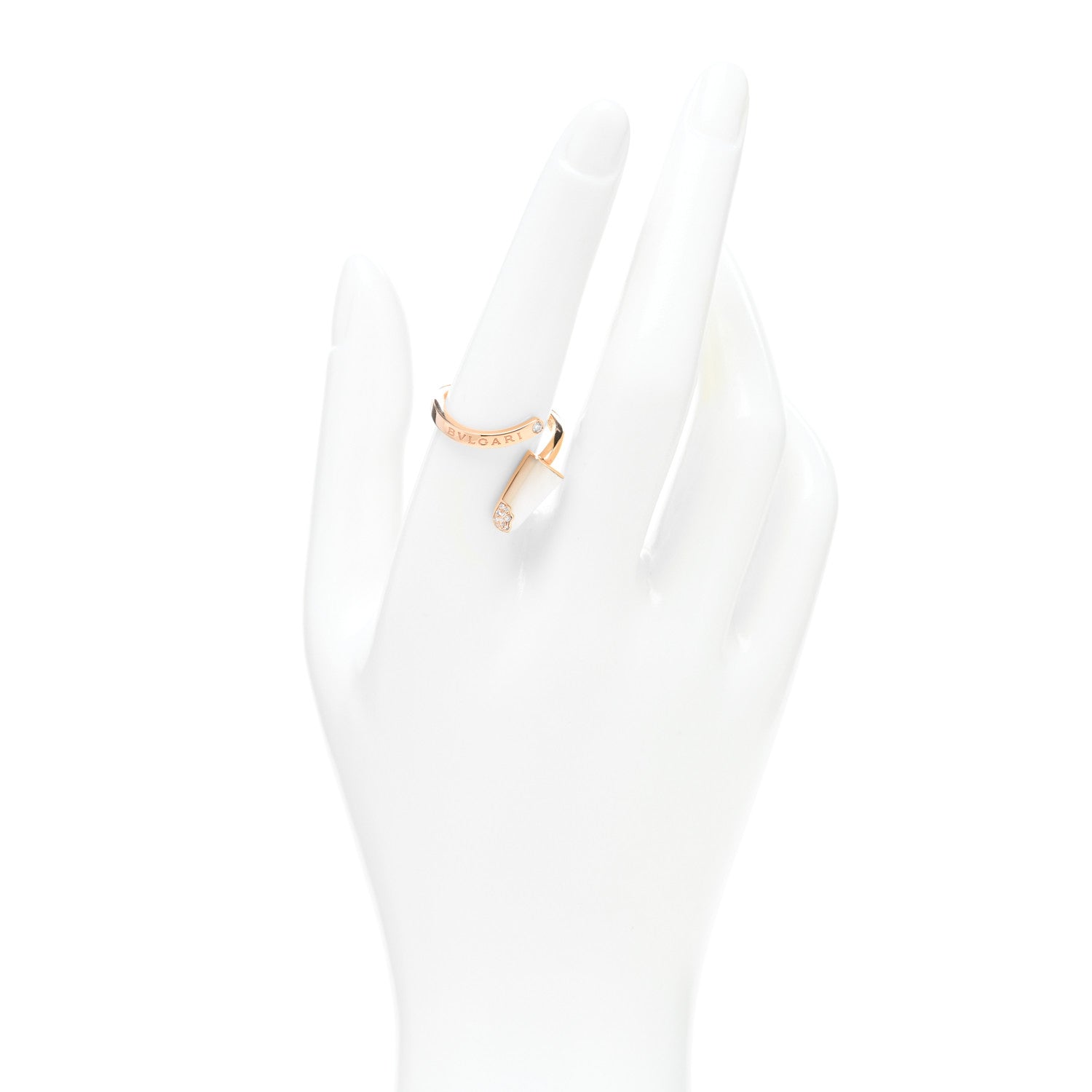 Bulgari 18K Rose Gold Diamond Mother of Pearl Gelati Ring 56 7.5 2 of 5