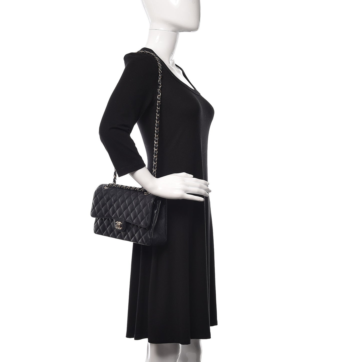 Caviar Quilted Medium Double Flap Navy