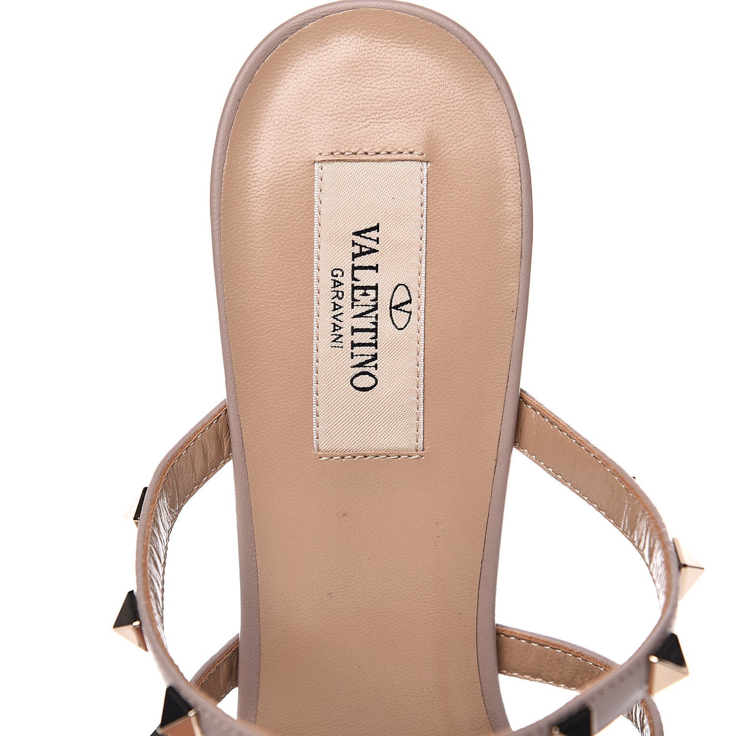 Patent Nappa Rockstud 50mm Cage Mules 40 Poudre