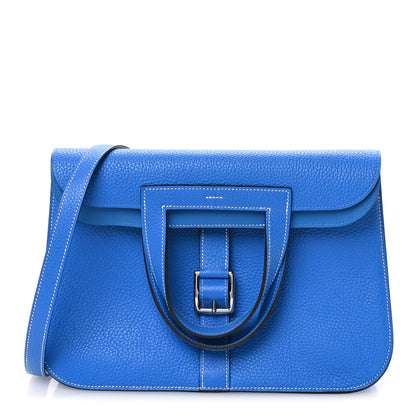Hermes Taurillon Clemence Halzan 31 GM Bleu Zanzibar 1 of 11