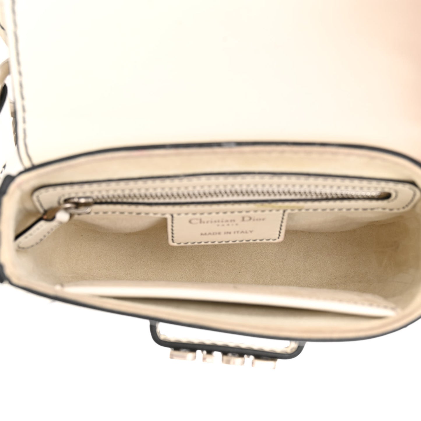 Calfskin Mini D Fence Saddle Bag White