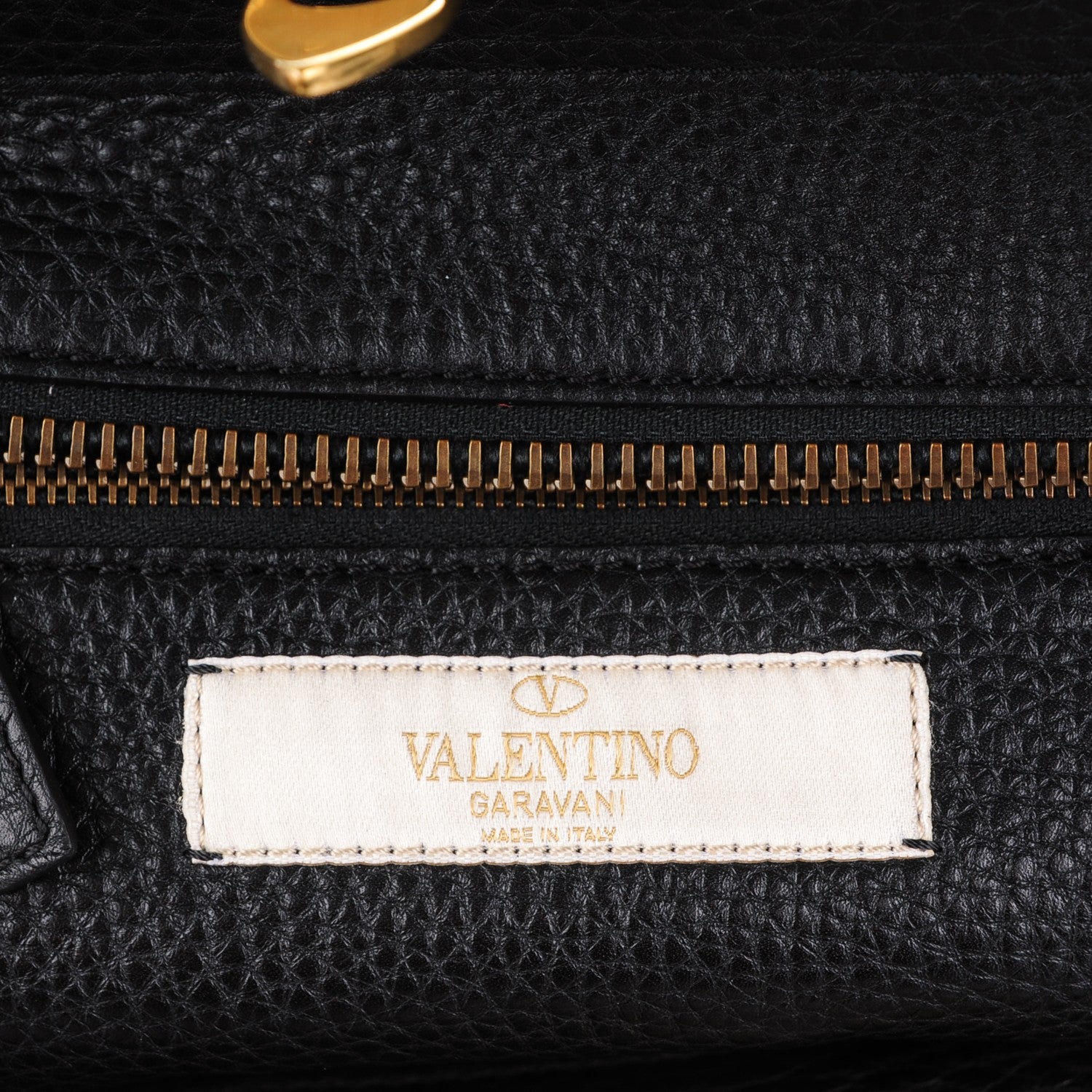 Valentino Garavani Pebbled Calfskin Rockstud Rolling Double Handle Tote Black 6 of 7
