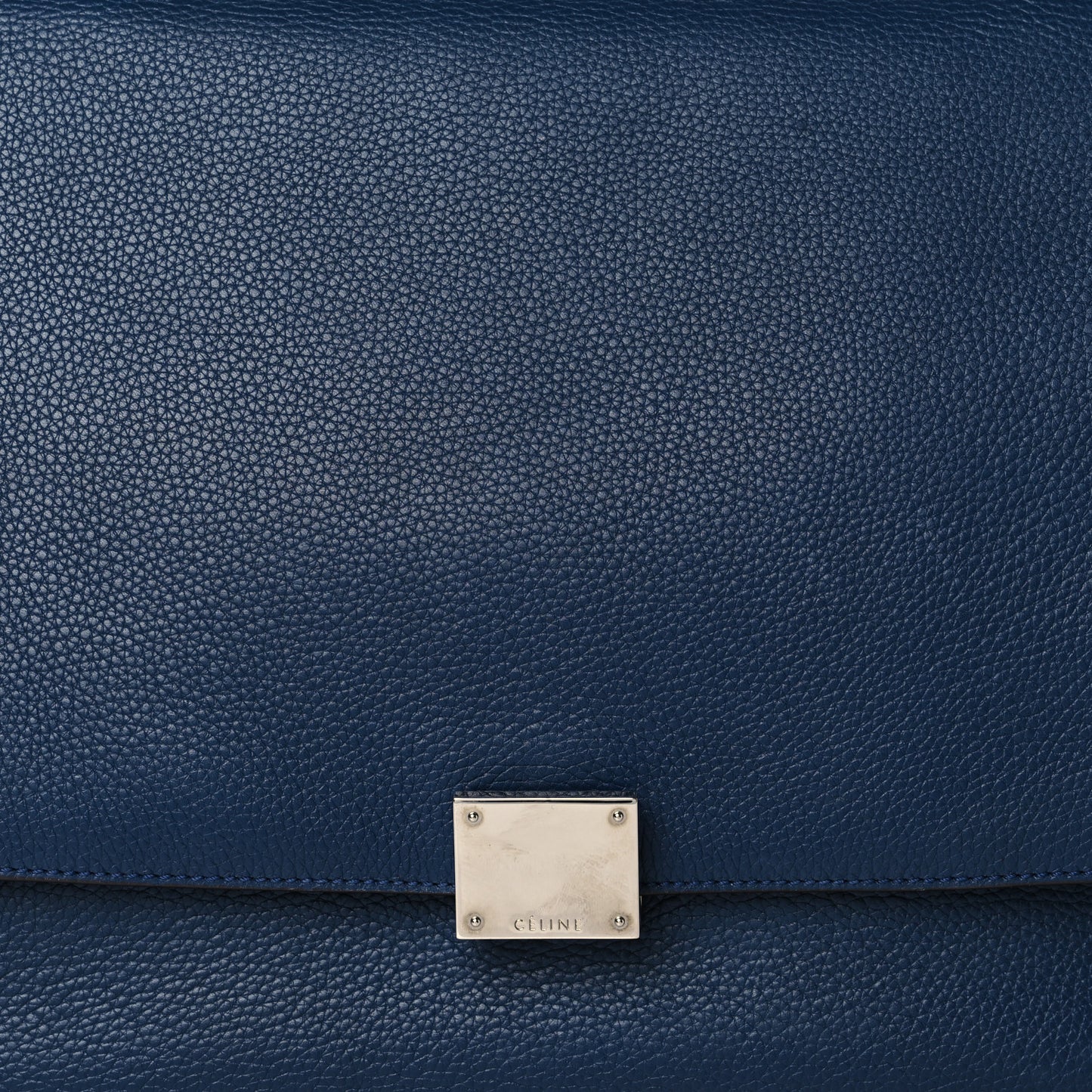 Drummed Calfskin Suede Medium Trapeze Navy Blue