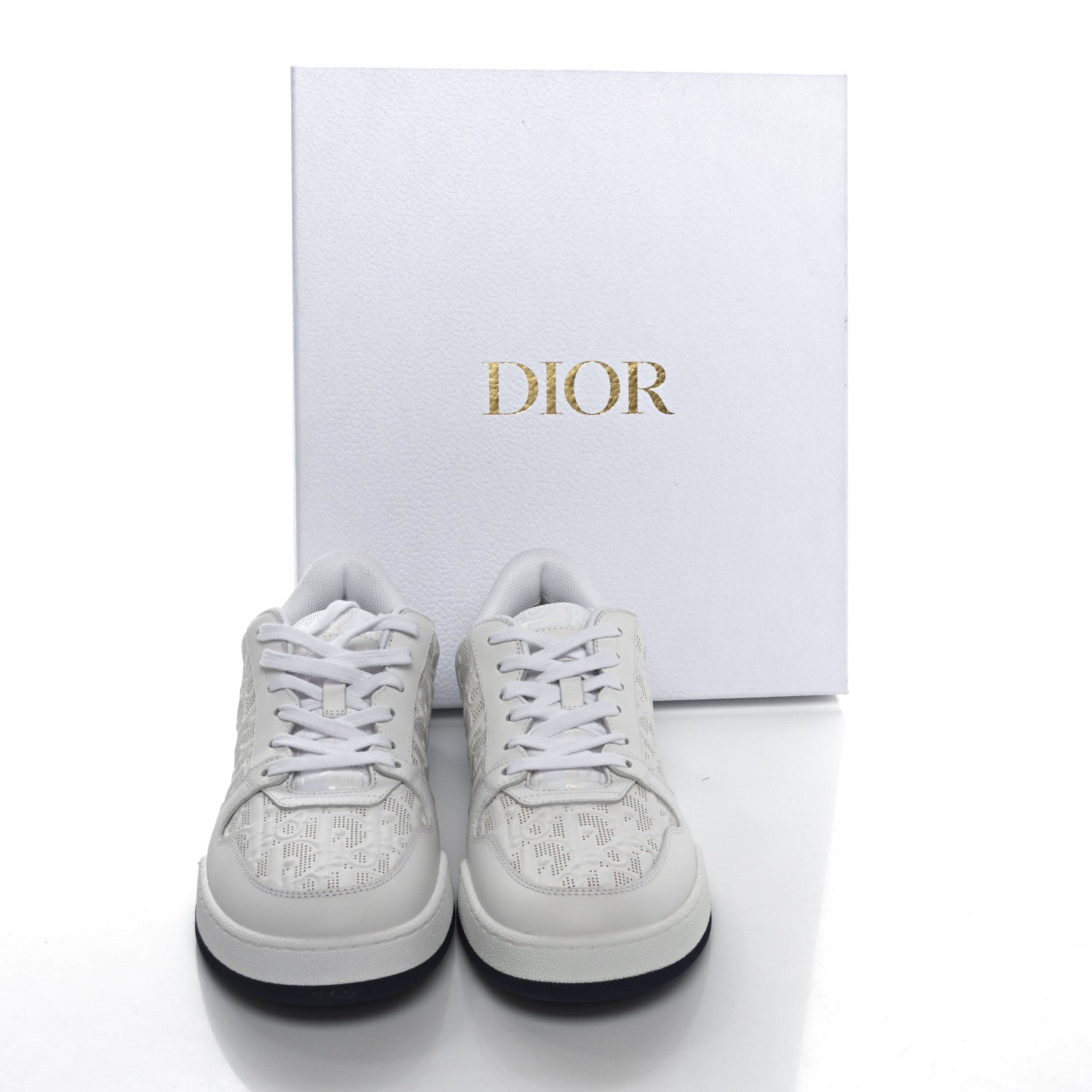 Christian Dior Calfskin Oblique Laser Perforated Dior One Low Sneakers 37 White Blue 8 of 8