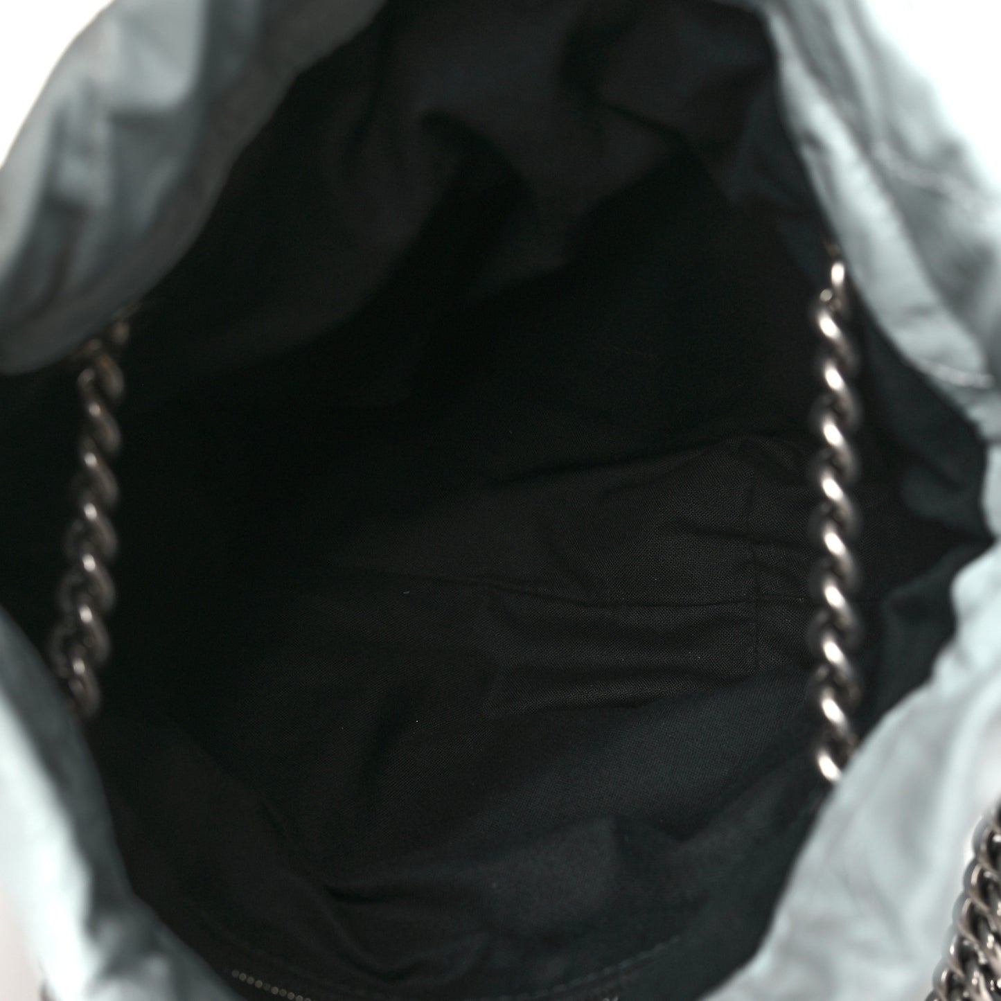 Crushed Calfskin Quilted Crush Small Tote Bag Light Blue