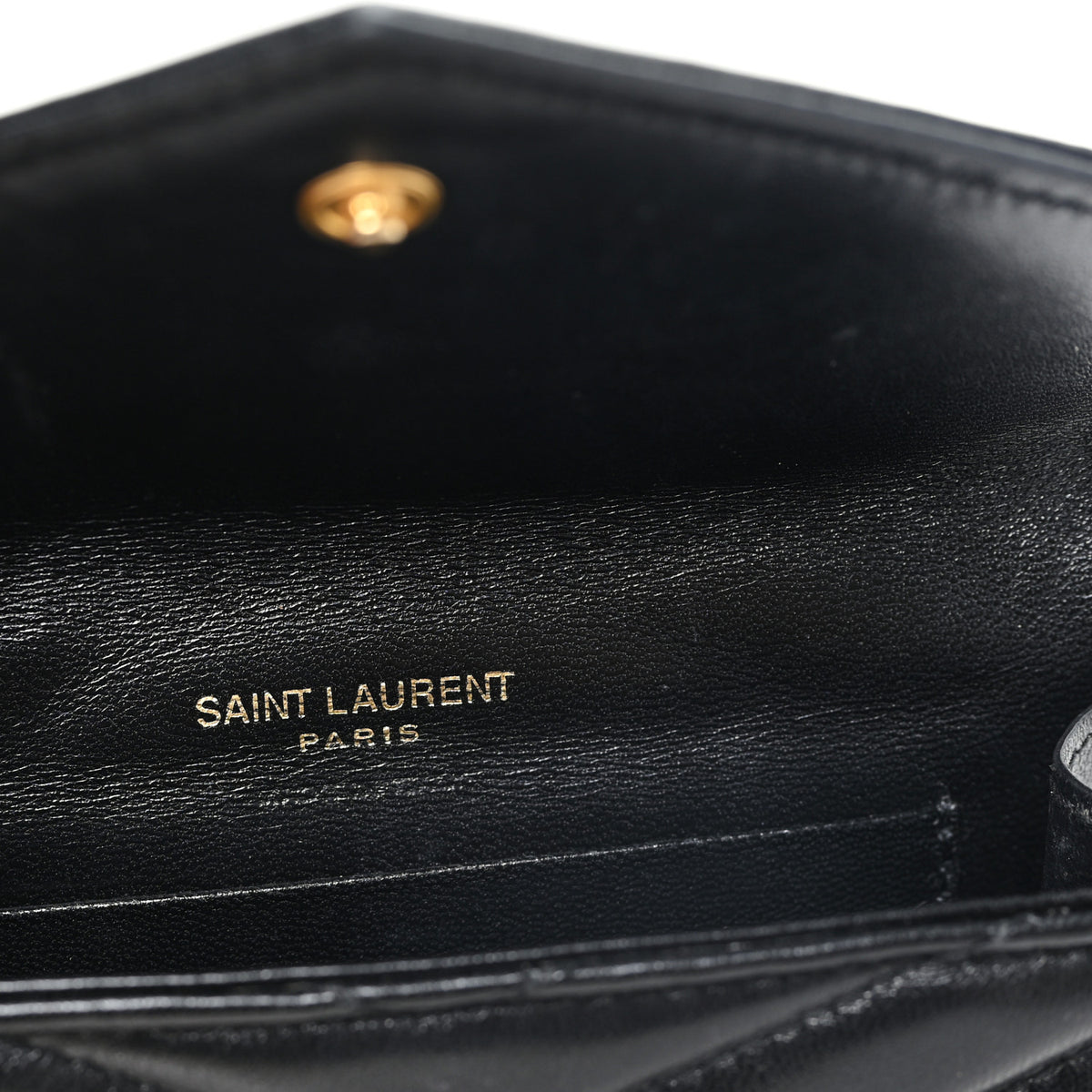 Nappa Matelasse Chevron Small Monogram Envelope Wallet Black