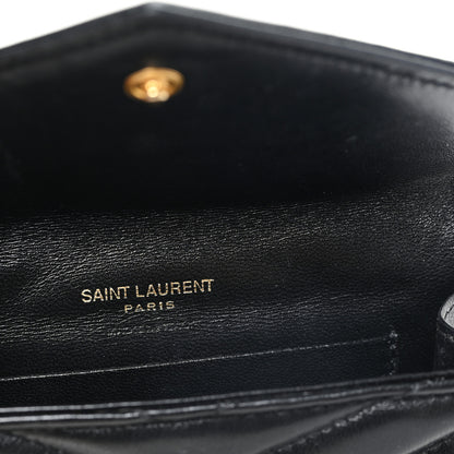 Saint Laurent Nappa Matelasse Chevron Small Monogram Envelope Wallet Black 6 of 7