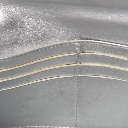 Chanel Metallic Lambskin Quilted Large Gusset Flap Wallet Silver 13 of 15