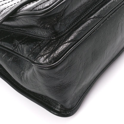 Saint Laurent Crinkled Calfskin Matelasse Monogram Medium Niki Chain Satchel Black 10 of 12